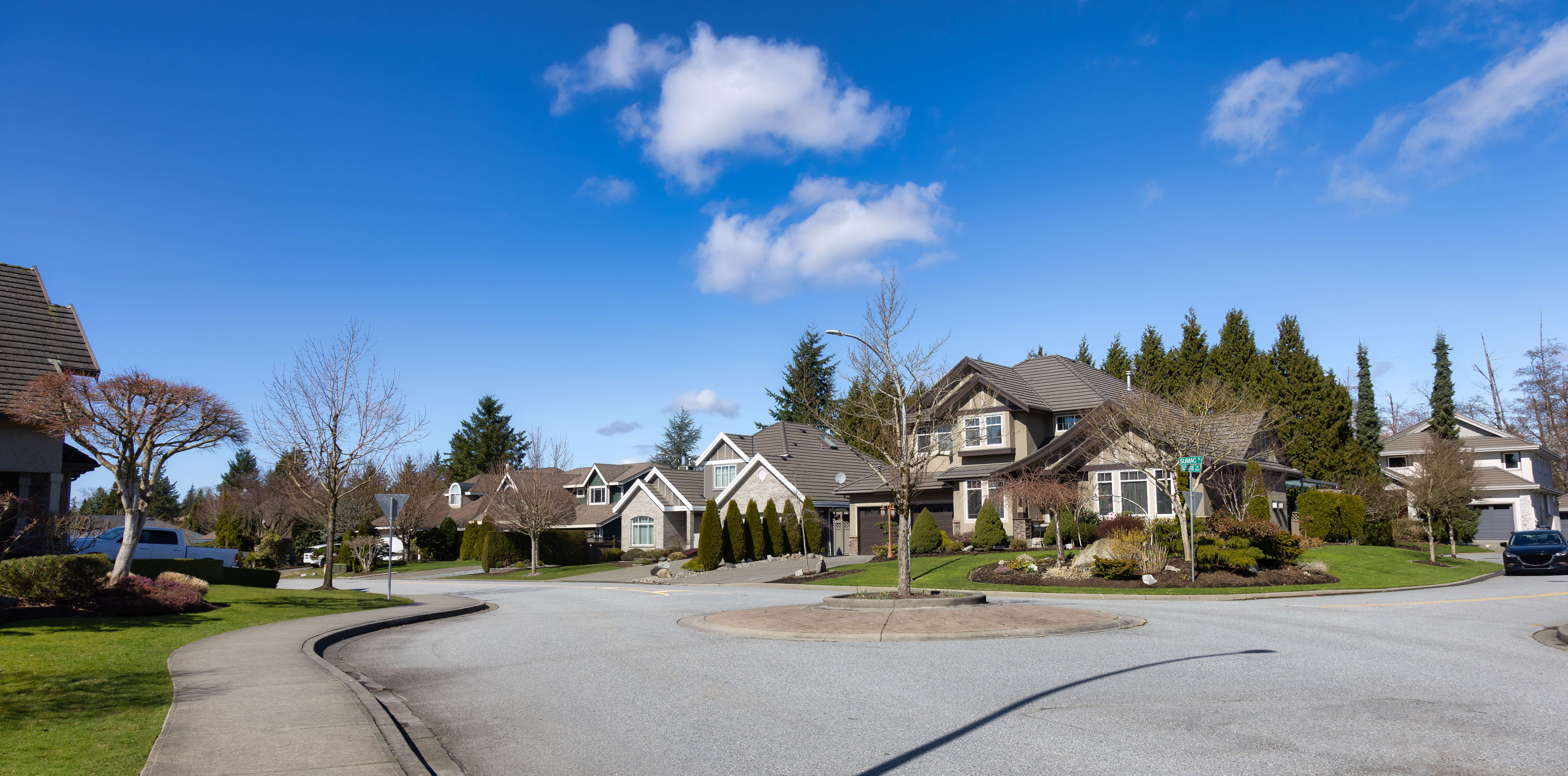 Residential neighborhood Street in Modern City Suburbs. British Columbia Housing Laws