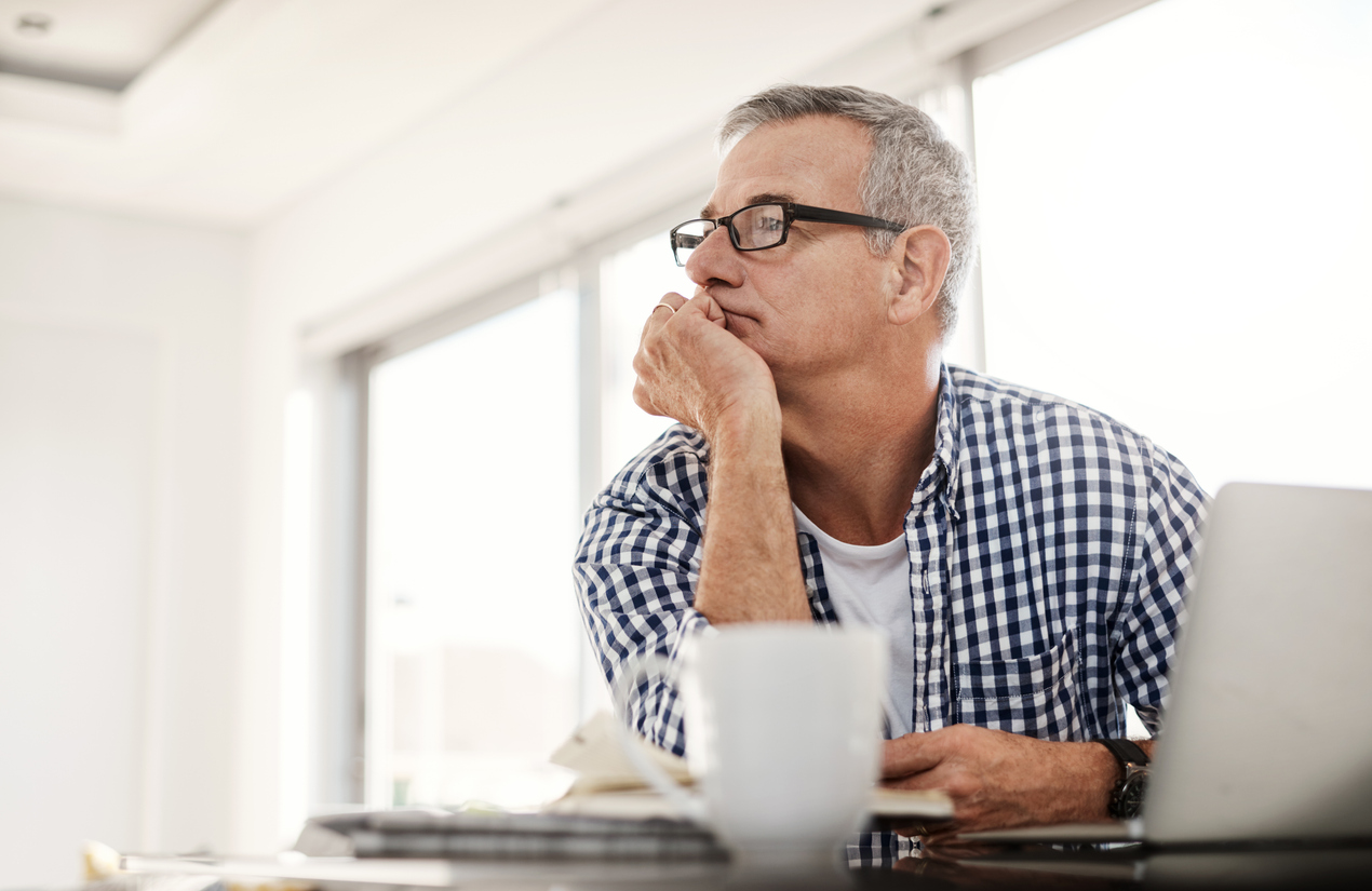 Pondering about his day ahead Deferring Social Security